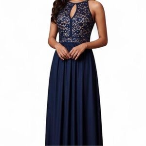 Elegant Navy Lace Dress